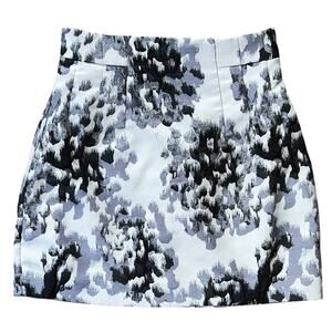 H&M Textured Print Lined Black White & Gray A-Line Mini Skirt Women's 8